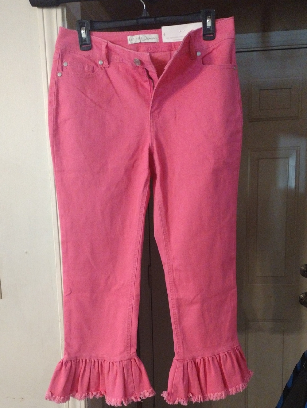 Cato Pink Ruffle-Hem Wide Leg Jeans